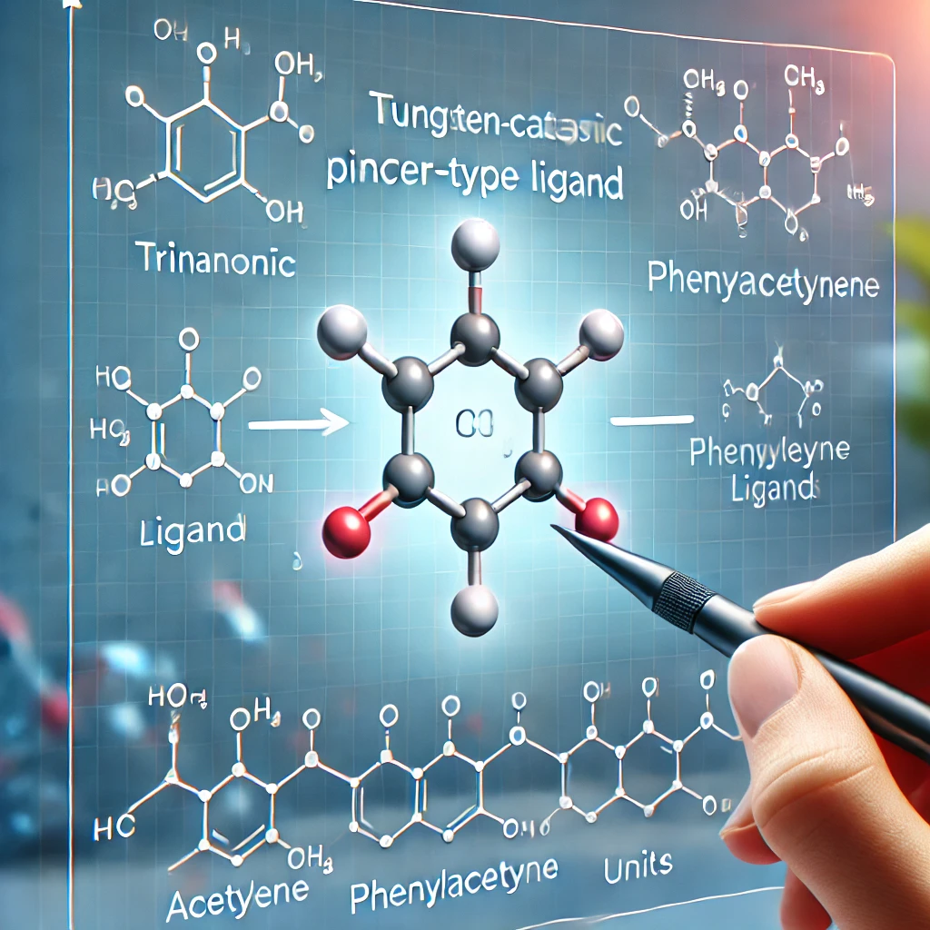 Acetylene Polymerization - A focused scientific illustration showcasing the tungsten-catalyzed alkyne polymerization process.